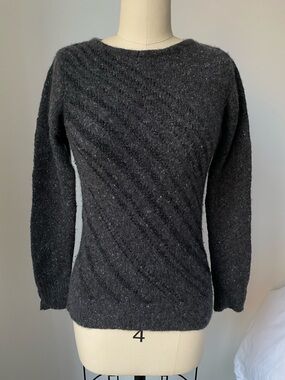 Katayone Adeli Vintage Y2K 100% Cashmere Charcoal Gray Textured Sweater